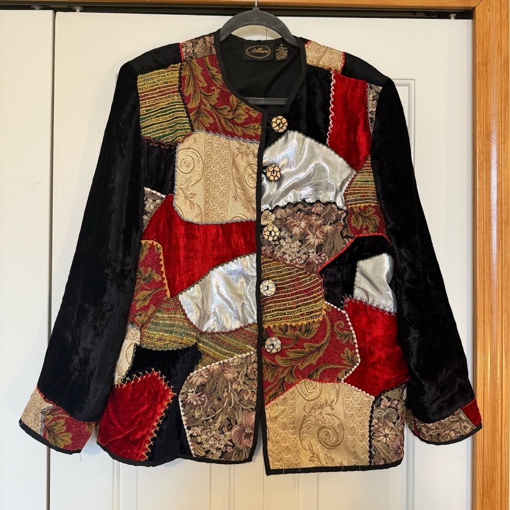 Allure Boho Style Velvet Patchwork‎ Design Artsy Blazer